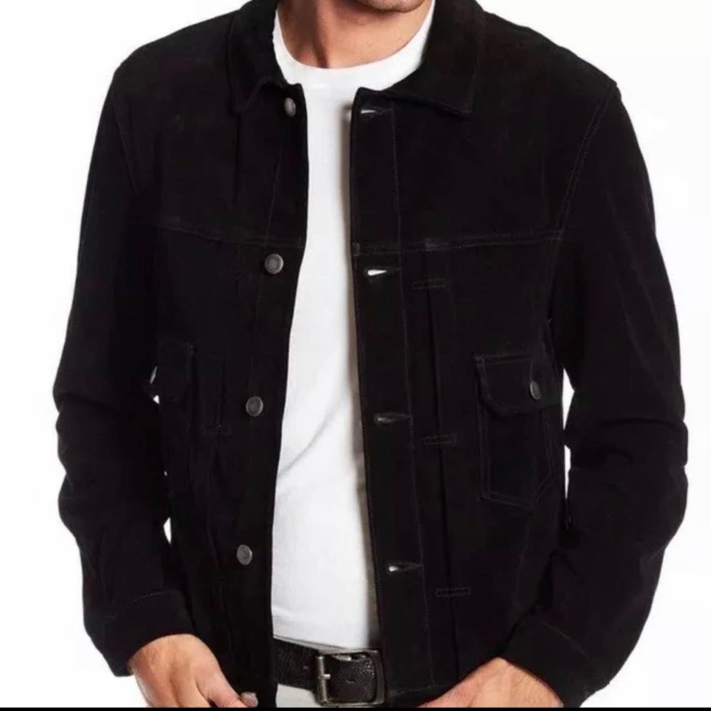 FRAME Black Suede Leather Breakaway Jacket Size M
